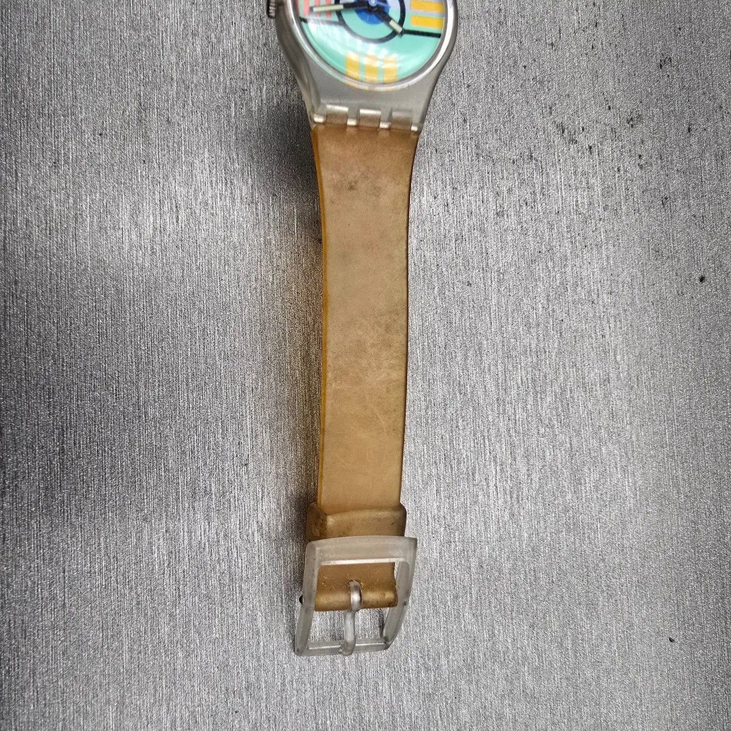 Swatch Flamingo Deli Watch Women 25mm Blue Dial Clear Case Round LK107 New Batt14