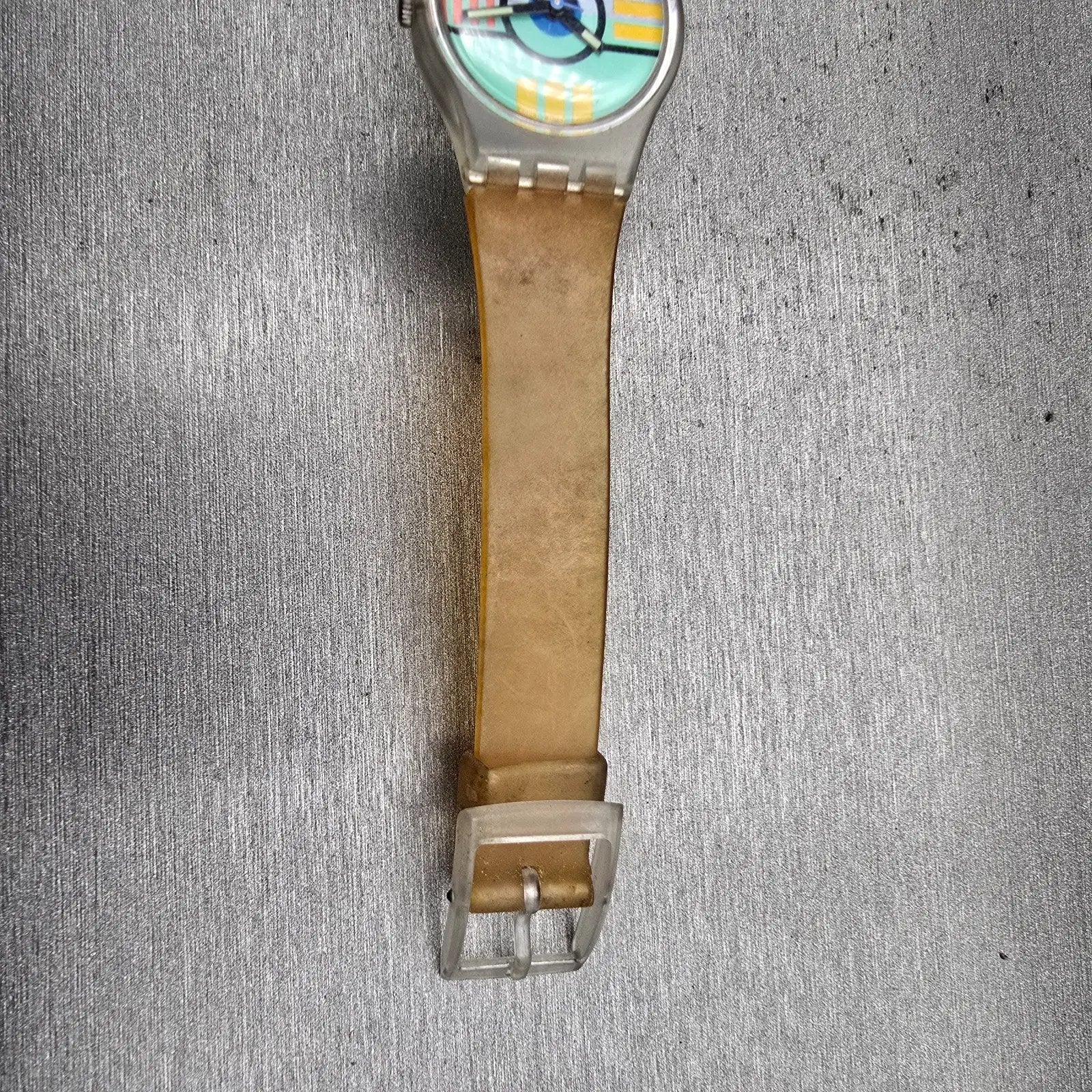 Swatch Flamingo Deli Watch Women 25mm Blue Dial Clear Case Round LK107 New Batt14