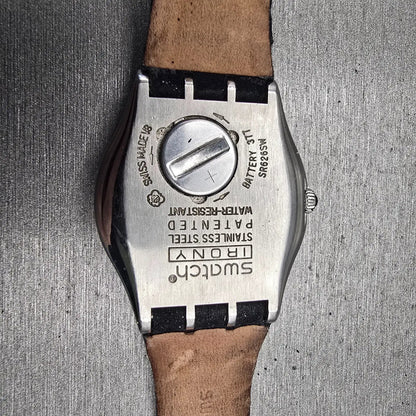 Swatch Irony BLACK FLOWER Watch Women Silver Dial Silver Tone YLS146 New Battery10