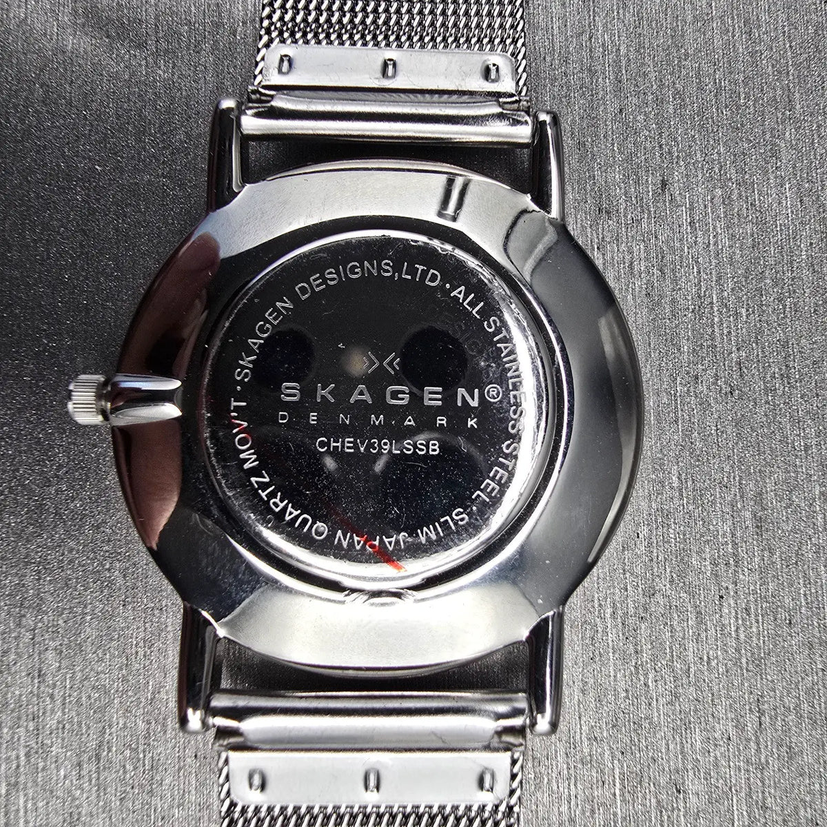 Skagen Chevron Watch Men 33mm Black Dial Silver Tone Round CHEV39LSSB New Batt10