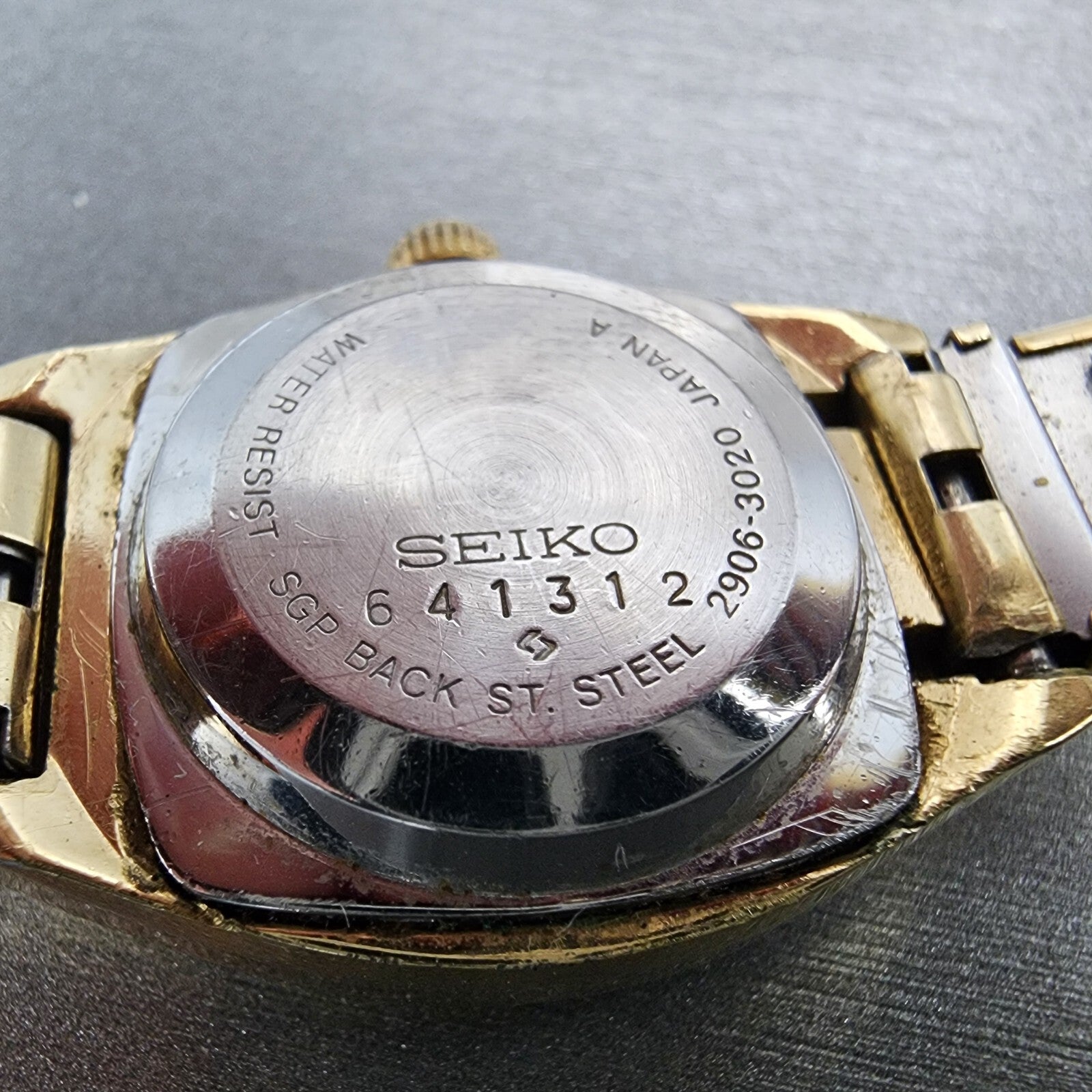 Seiko Automatic Watch Women 25mm Black Dial Gold Tone Daydate Rectangle Runs10