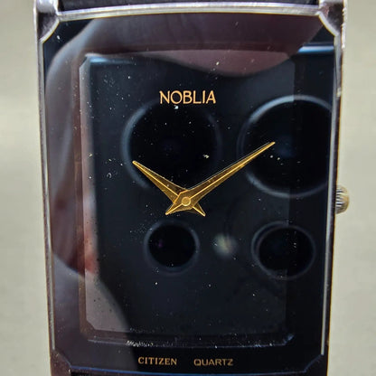Citizen Noblia Tank Watch Men 24mm Blue Dial Black Time 2828-Y51391 New Battery1