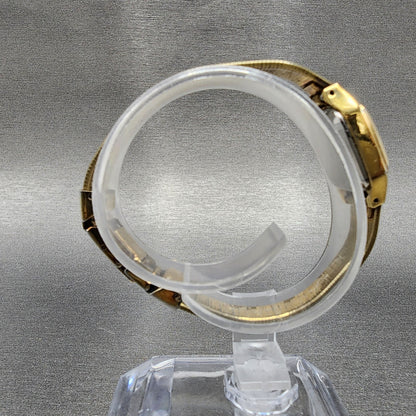 VTG Citizen Seven Watch Women 16mm Champagne Dial Gold Tone Rectangle New Batt