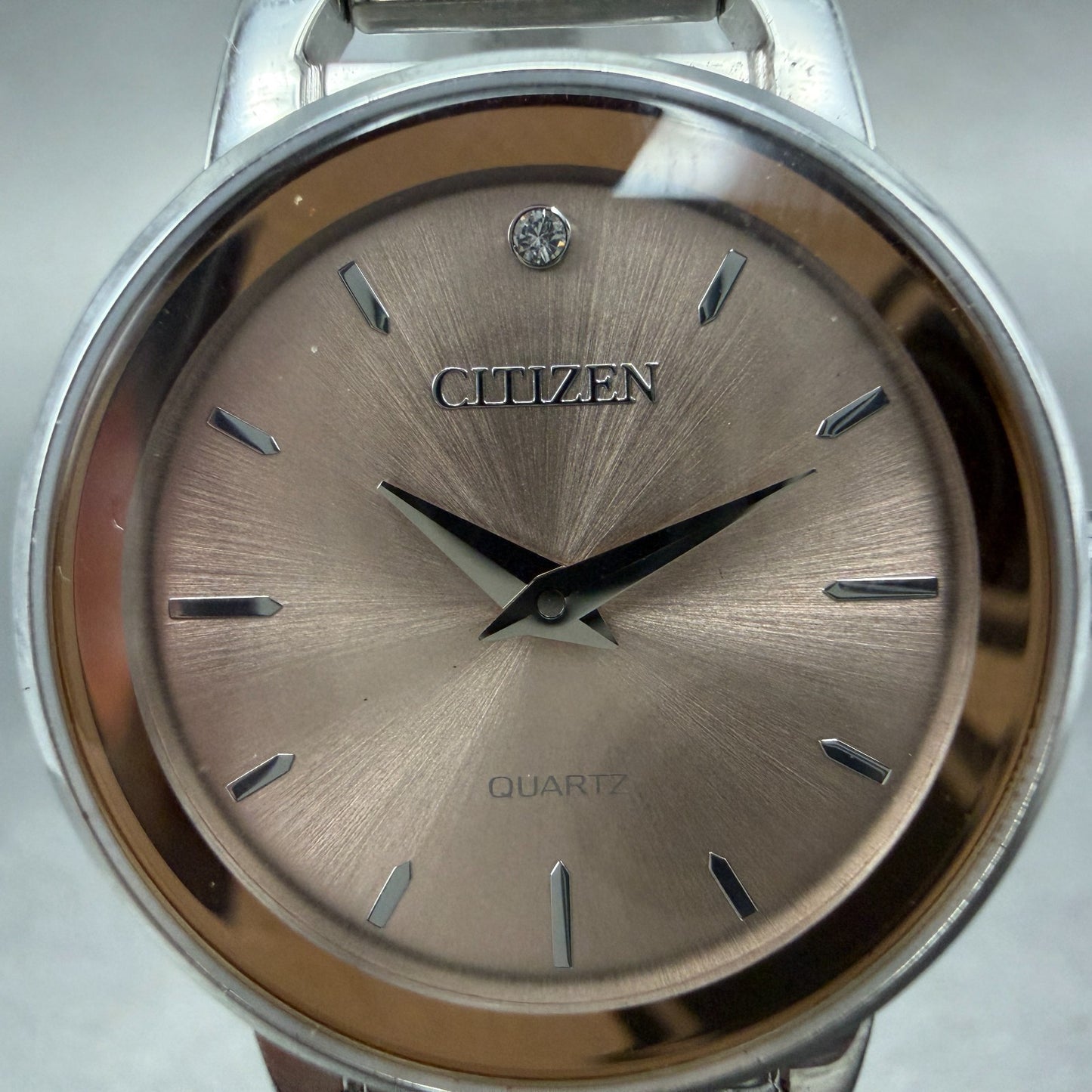 Citizen Watch Women 26mm Rose Dial Silver Tone Round 9627-S121655 New Battery1