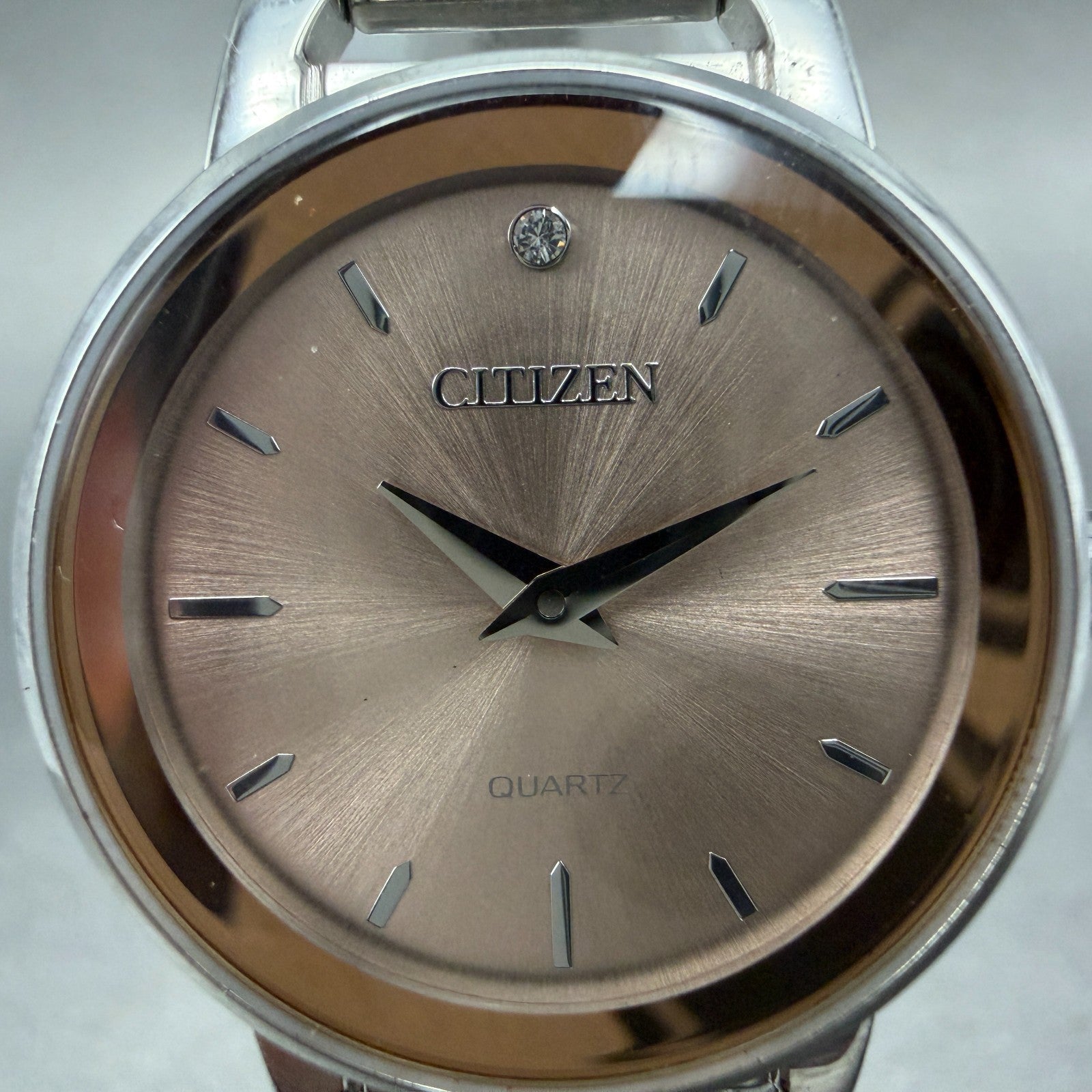 Citizen Watch Women 26mm Rose Dial Silver Tone Round 9627-S121655 New Battery1