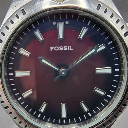 Fossil Blue Watch Men 41mm Red & Black Dial Silver Tone AM-3540 New Battery1