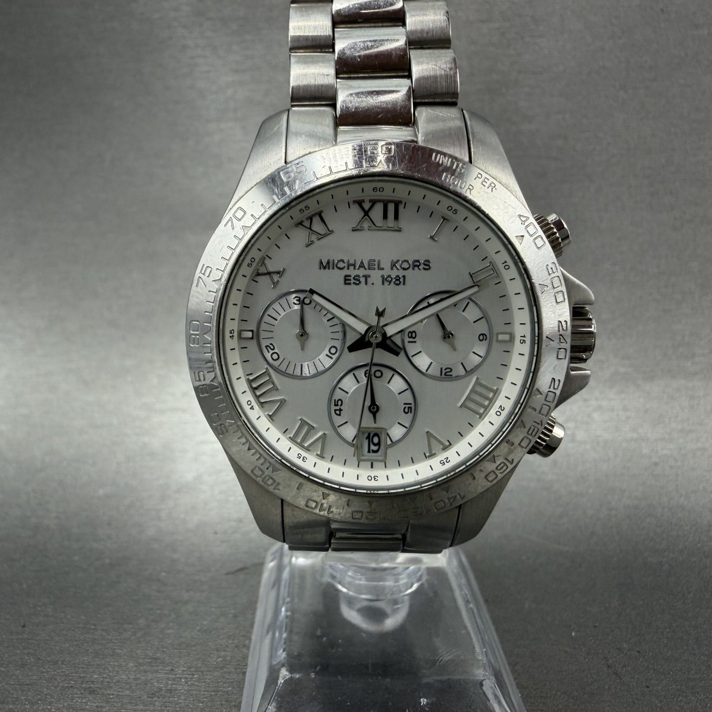 Michael Kors Layton Chronograph Watch Women 38mm Silver Dial Steel MK5454 NewBat5