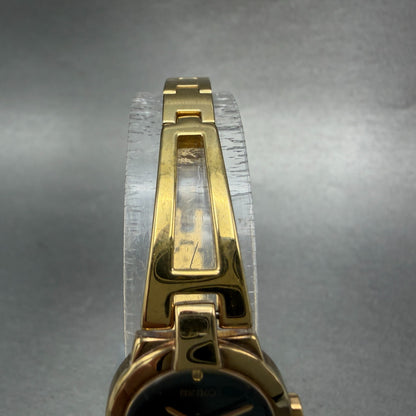 Seiko Watch Women 20mm Black Dial Gold Tone Round 1N00-0GM0 New Battery Vintage4