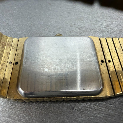 Longines Tank Watch Men 24mm Black Dial Gold Tone Rectangle New battery VTG9
