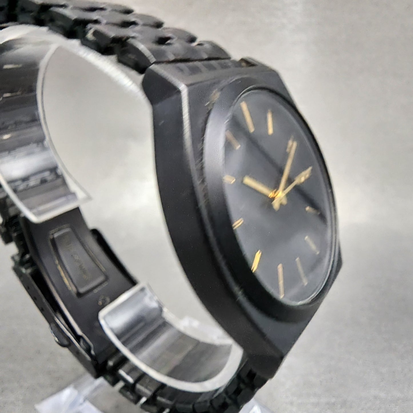 Nixon Time Teller Watch Men 38mm Black Dial Black Tone Round New Battery3