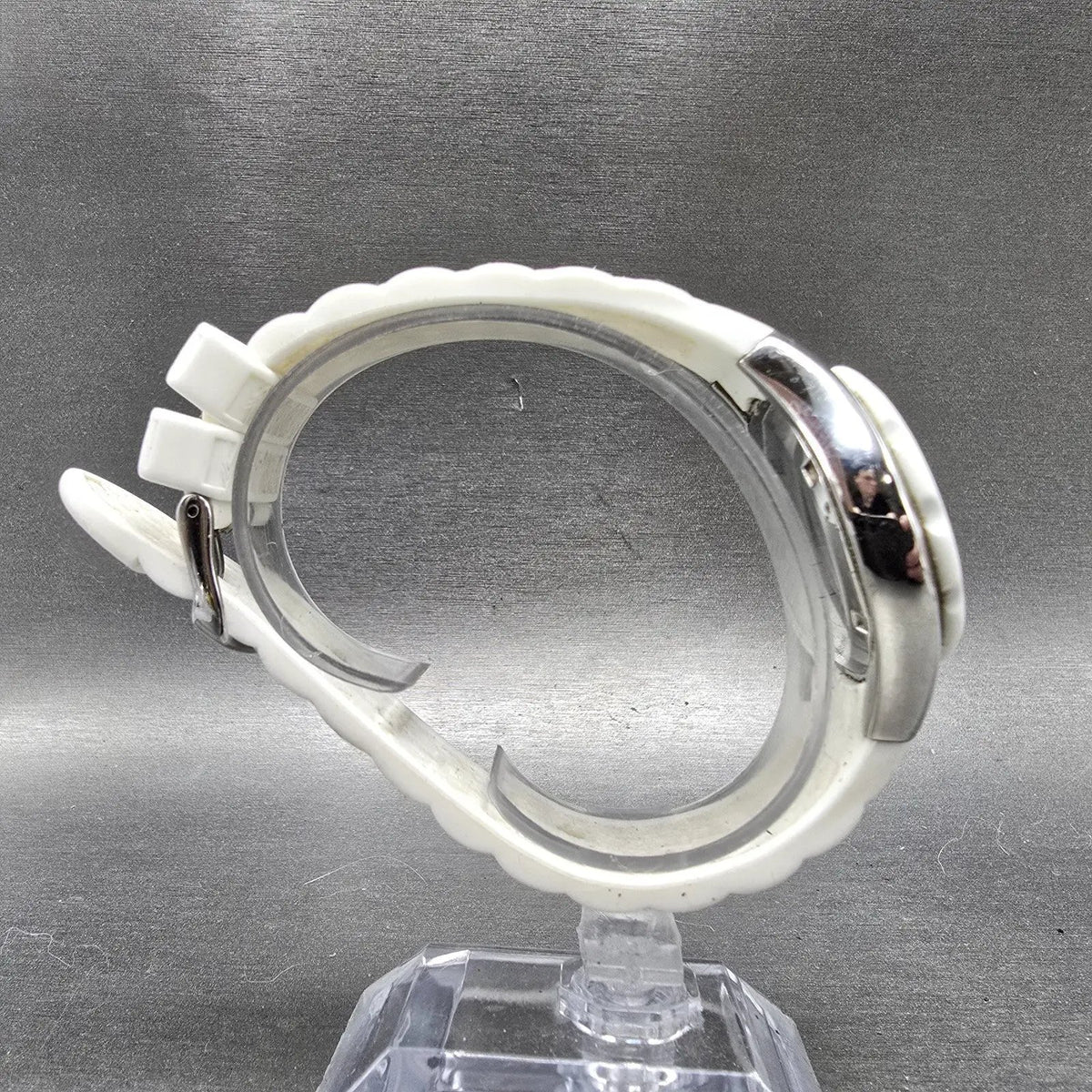 Michele Tahitian Jelly Bean Watch Women 34mm White Dial Steel New Battery8