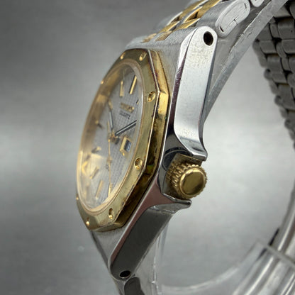Seiko SQ Watch Women 26mm Silver Dial Two Tone Daydate 2A23-0100 New Battery VTG2