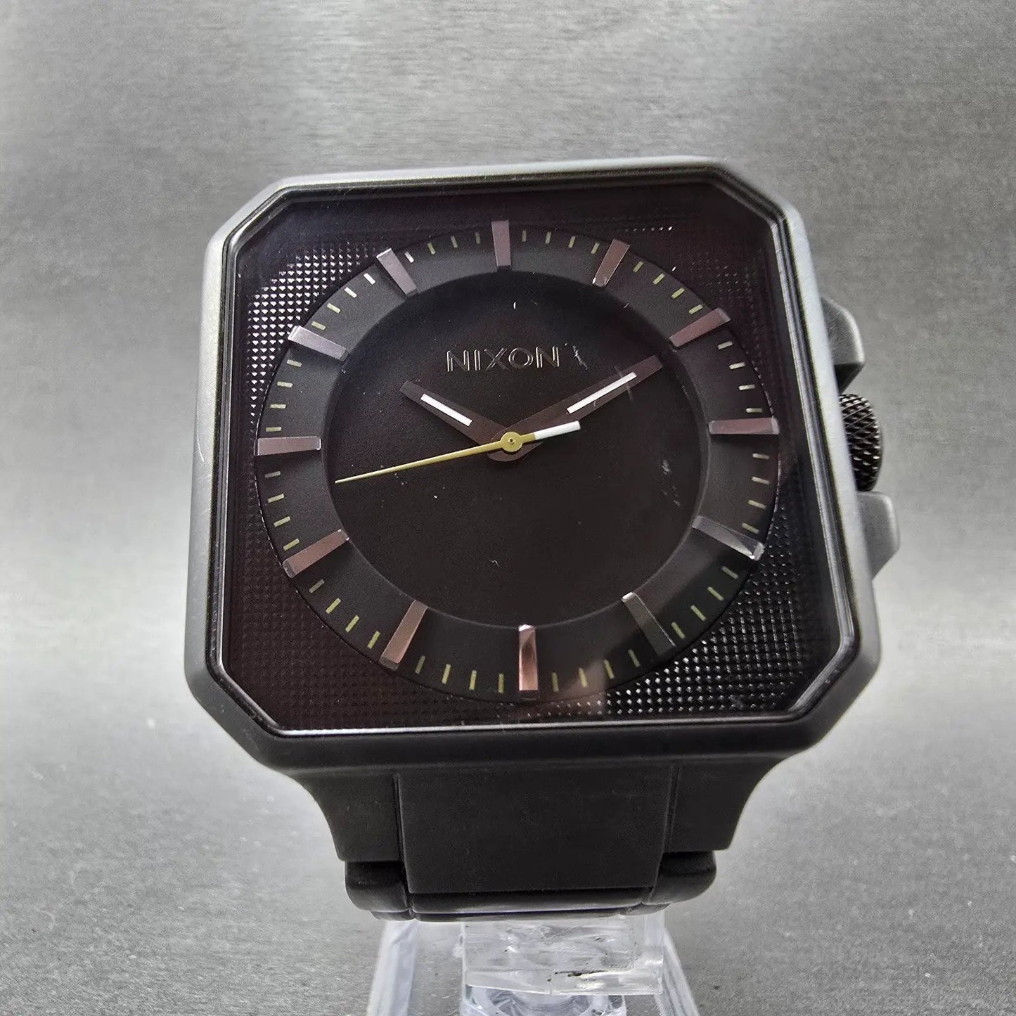 Nixon The Platform Watch Men 41mm Black Dial Black Tone Octagon New Battery5