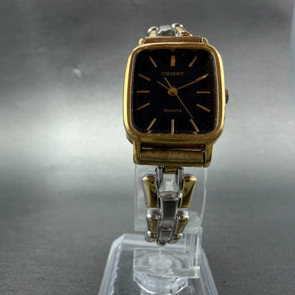 Orient Tank Watch Women 20mm Black Dial Two Tone Vintage B15419-20 New Battery5