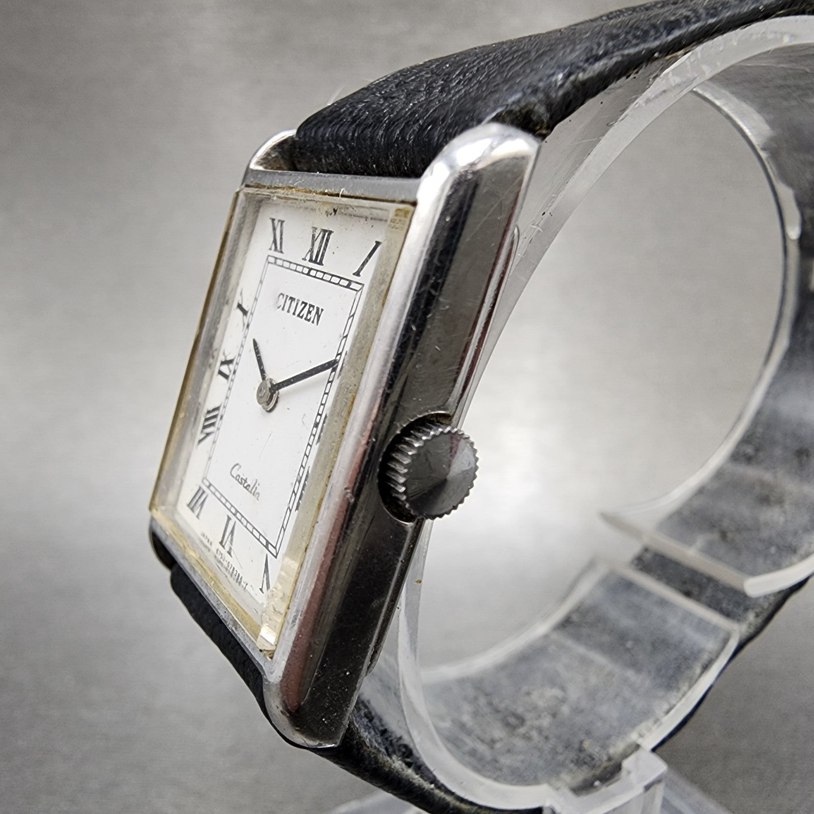 Citizen Castalia Tank Watch Unisex 22mm White Dial Silver Tone Manual Wind READ!2
