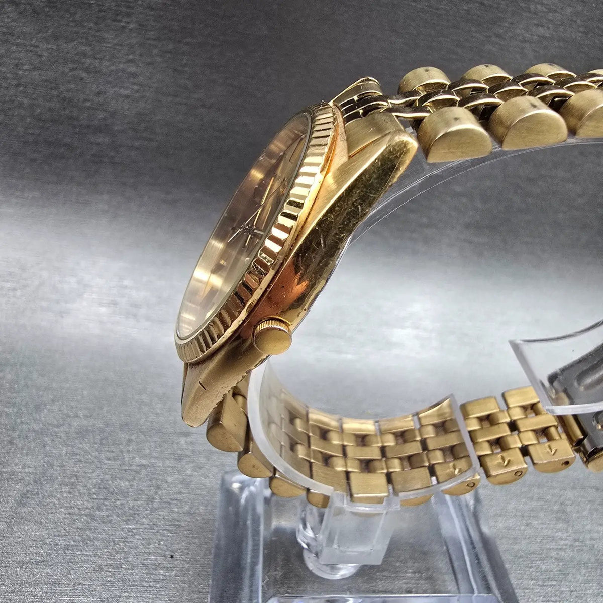 Seiko President Watch Men 35mm Gold Dial Gold  Daydate 7N43-8111 New Battery JP22
