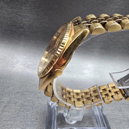 Seiko President Watch Men 35mm Gold Dial Gold  Daydate 7N43-8111 New Battery JP22