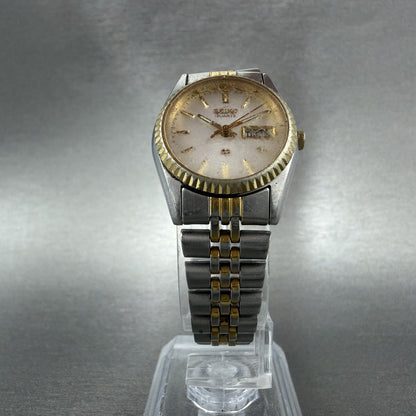 Seiko SQ Watch Women 24mm White Dial Two Tone Daydate 3y03-0169 New Battery KFW5