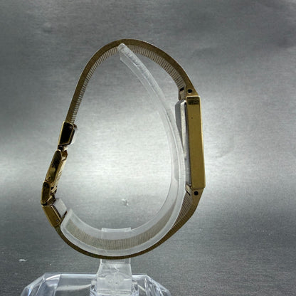 Seiko Tank Watch Women 12mm Champagne Dial Gold Tone Rectangle 1320-5119 New Bat8