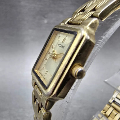 Citizen Tank Watch Women 18mm Champagne Dial Gold Tone 5930-S037107 New Battery2