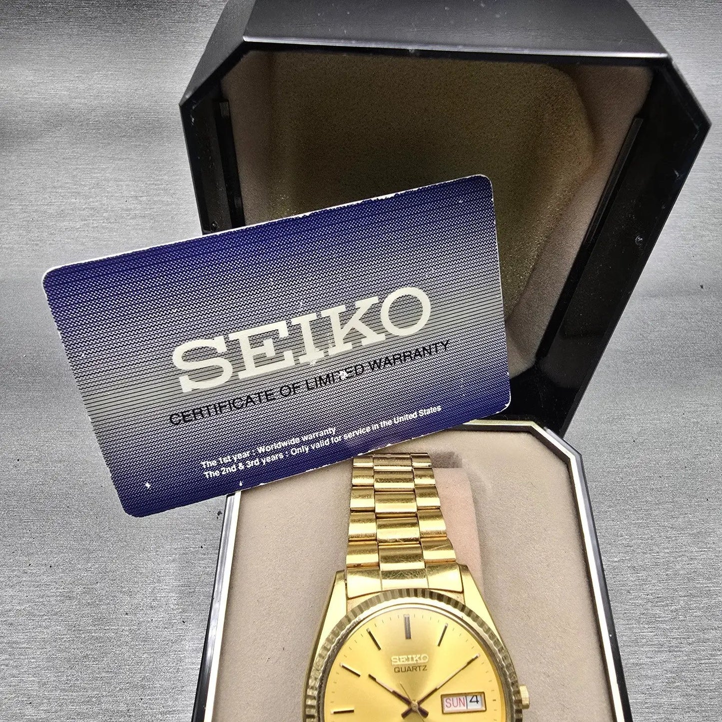 Seiko President Watch Men 36mm Gold Dial Gold Tone Daydate 5H23-8020 New Battery12