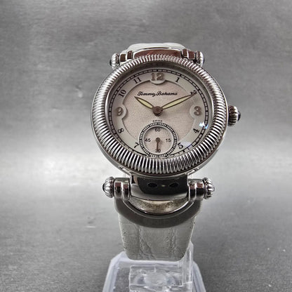 Tommy Bahama Watch Women 29mm White Dial  Steel Leather Round TB2079 New Battery5