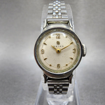 Seiko Manual Watch Women 18mm White Dial Silver Tone Round SP14 Runs0