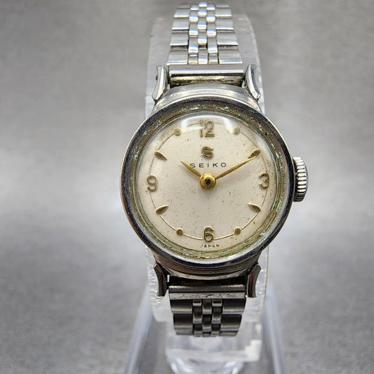 Seiko Manual Watch Women 18mm White Dial Silver Tone Round SP14 Runs0