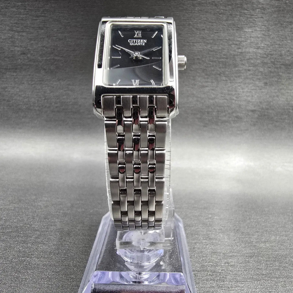 Citizen Tank Watch Women 18mm Black Dial Silver Rectangle 5930-S038588 New Batt55