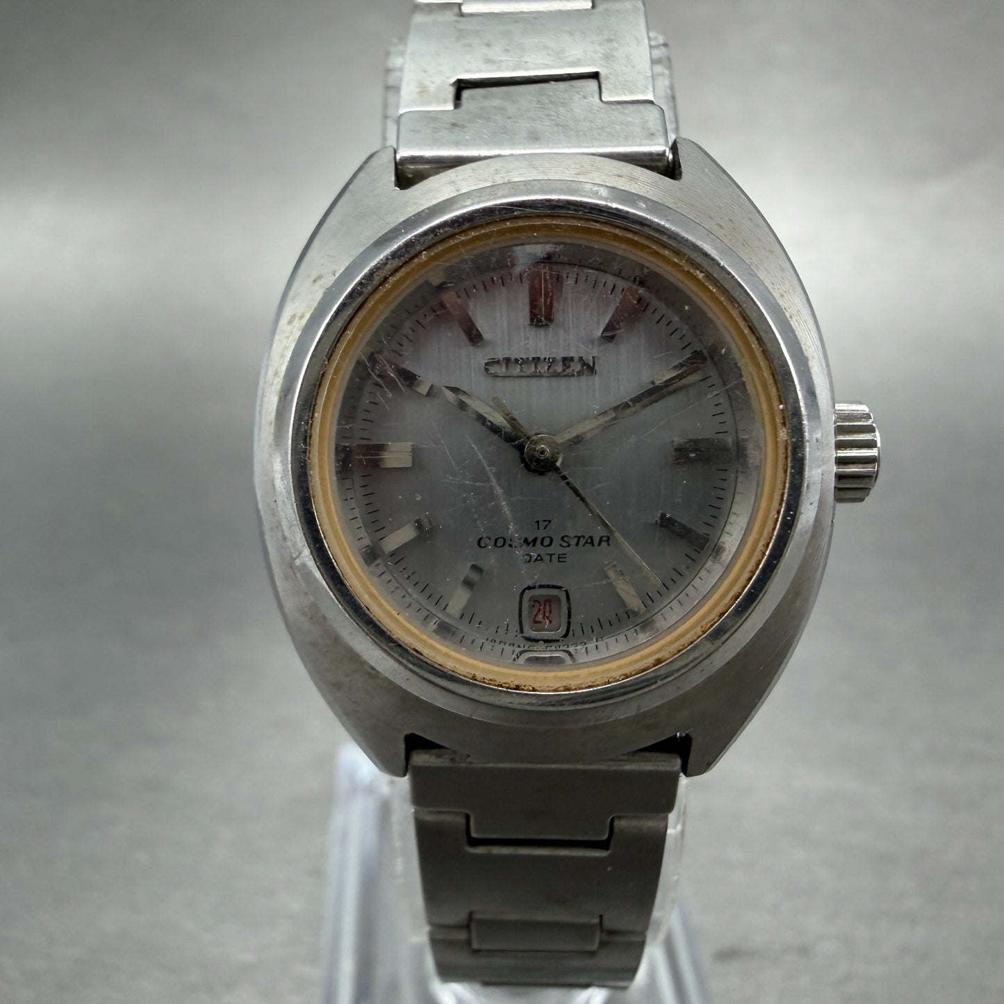 Citizen Cosmostar Watch Women 24mm Gray Dial Silver Date Manual READ!!! 4-6106280