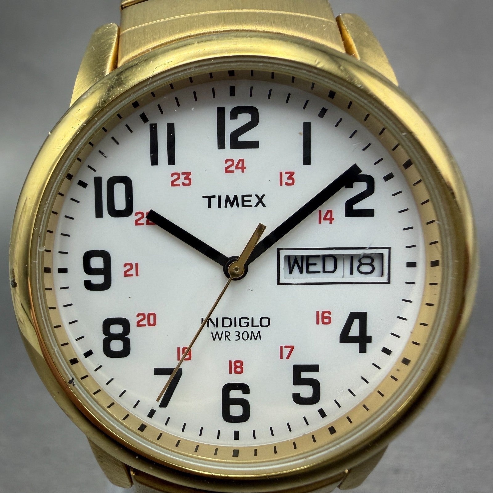 Timex Easy Reader Watch Men 36mm White Dial Gold Tone Daydate T20471 New Battery1