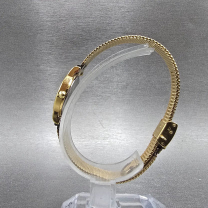 Longines Watch Women 20mm Gold Dial Gold Tone Round Mesh Band New Battery VTG6