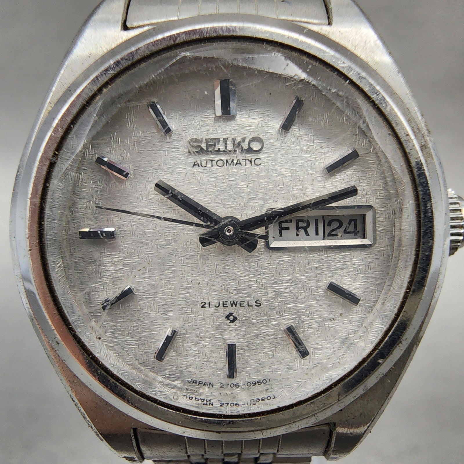 Seiko Automatic Watch Women 27mm Silver Dial Silver Tone Daydate 27060370 Runs1