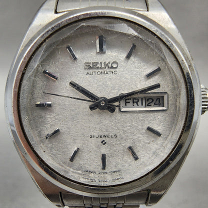 Seiko Automatic Watch Women 27mm Silver Dial Silver Tone Daydate 27060370 Runs1