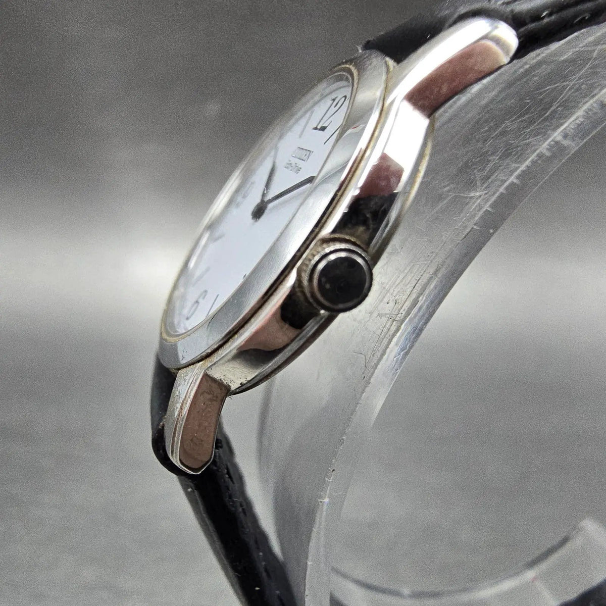 Citizen Eco-Drive Watch Women 23mm White Dial Silver Tone Leather Band Works2
