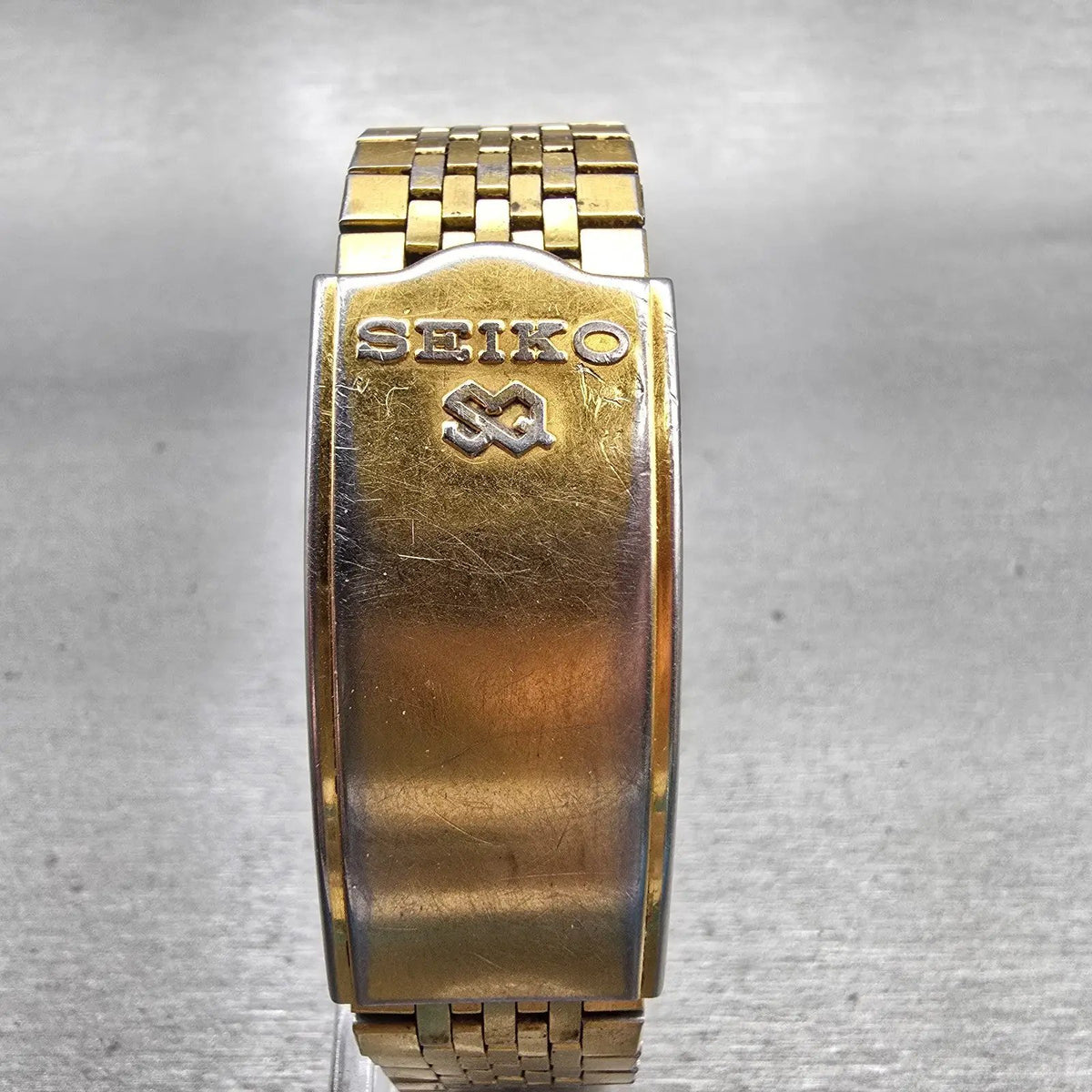 Seiko SQ Watch Men 34mm Gold Dial Gold Tone Daydate Round 8123-7249 New Batteryj7
