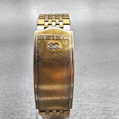 Seiko SQ Watch Men 34mm Gold Dial Gold Tone Daydate Round 8123-7249 New Batteryj7