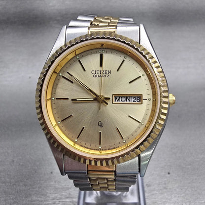 Citizen CQ Watch Men 35mm Champagne Dial Two Tone Daydate 6100-R00405 New Batt0