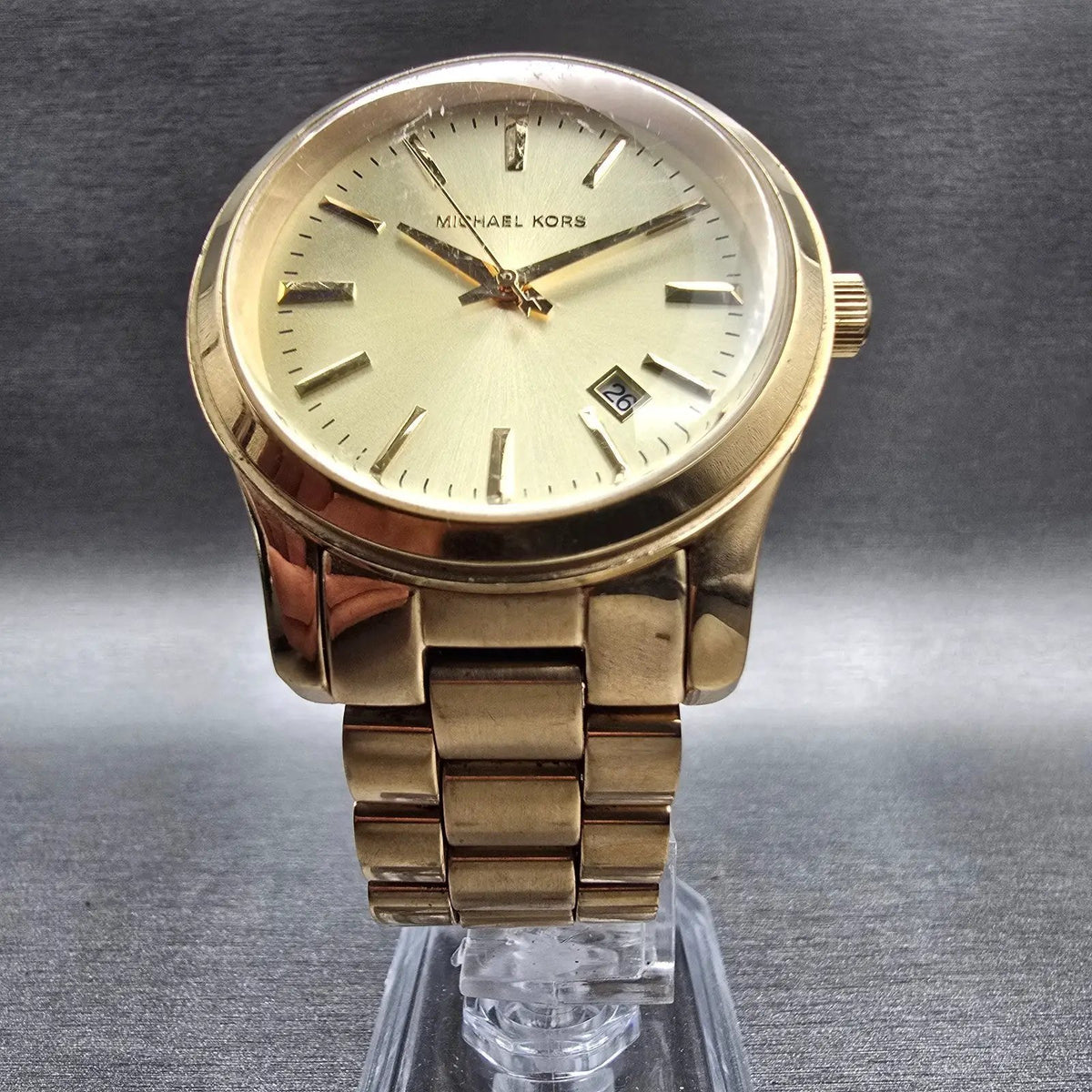 Michael Kors Jet Set Watch Women 38mm Gold Champagne Dial Gold MK5160 New Batt5
