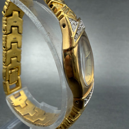 Seiko Watch Women 17mm Champagne Dial Gold Tone Oval V400-6559 VTG New Battey 563