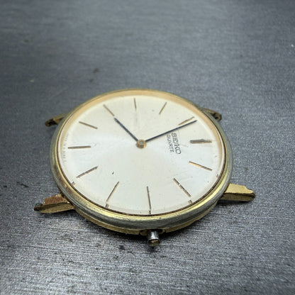 Seiko Watch Men 32mm White Dial Gold Tone Round HAS NO CROWN!!!! 7800-8049 PARTS6