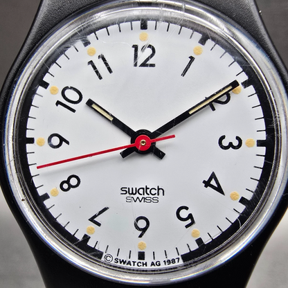 Swatch Classic Two Watch Women 25mm White Dial Black Tone Round LB116 New Batt1