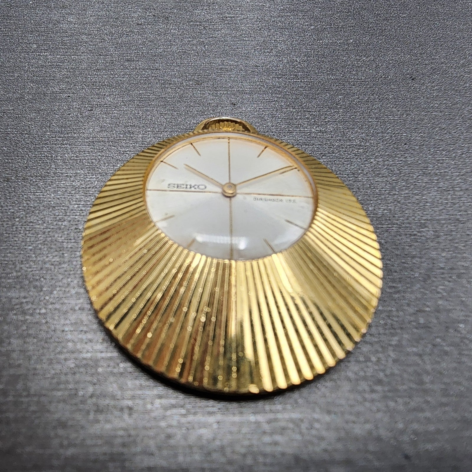 Seiko Pendant Watch Women 33mm Manual Wind White Dial Gold Plated Manual Runs2