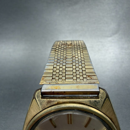 Seiko Lordmatic Watch Men 36mm Silver Dial Gold Tone Daydate 5606-7000 Runs VTG4