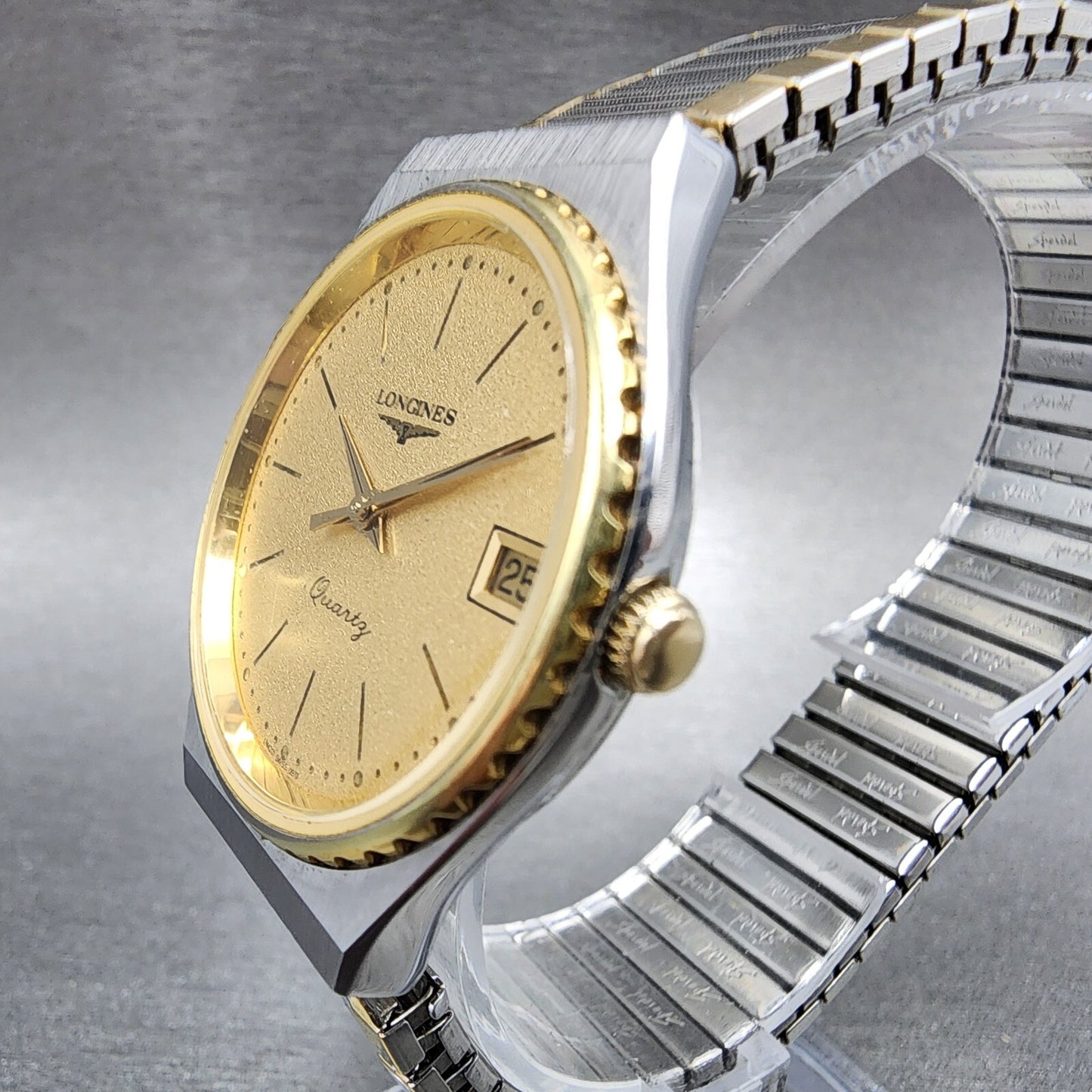 Longines Watch Men 33mm Gold Dial Two Tone Date Round PARTS3