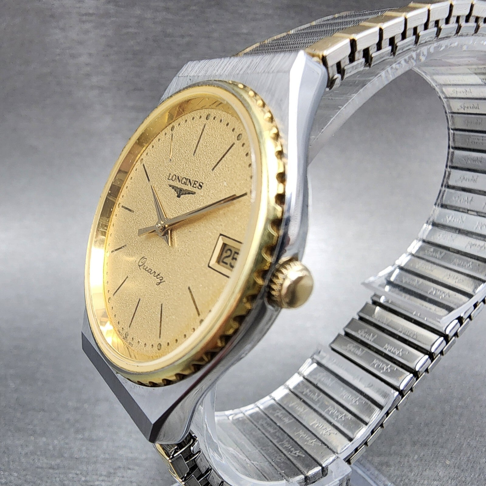Longines Watch Men 33mm Gold Dial Two Tone Date Round PARTS3