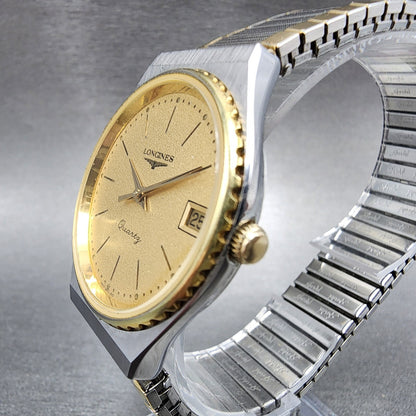 Longines Watch Men 33mm Gold Dial Two Tone Date Round PARTS3