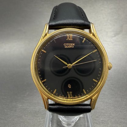 Citizen Watch Men 34mm Black Dial Gold Tone Round 6031-S32984 New Battery0