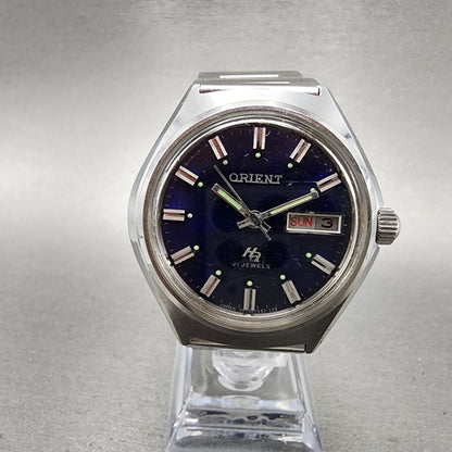 Orient HA Automatic Watch Men 38mm Blue Dial Steel Daydate Round 21J Runs0