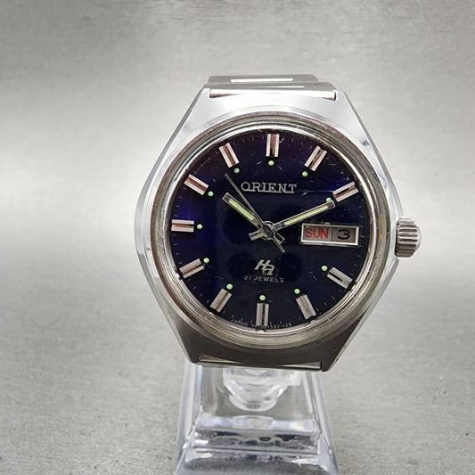 Orient HA Automatic Watch Men 38mm Blue Dial Steel Daydate Round 21J Runs0